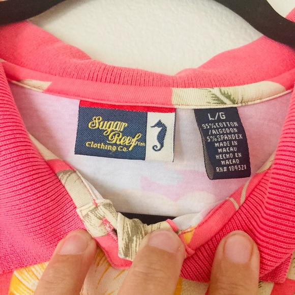 Sugar Reef Clothing co.Floral Pink Polo Shirt - Picture 2 of 5